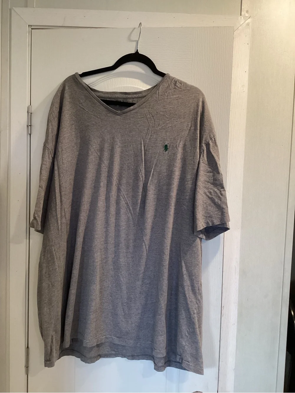 Polo by Ralph Lauren Gray V-Neck Short Sleeve Tee with Green Pony 3XLT EUC